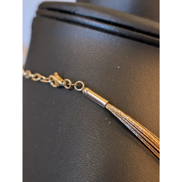 14k Multi-Strand Gold Flex Wire Pearl Enhanced Collar Necklace - Picture 6 of 13